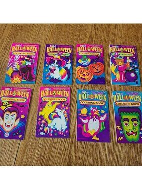 NEW Unused Vintage Lisa Frank Halloween Coloring Book Set of 8 HTF Party Favors
